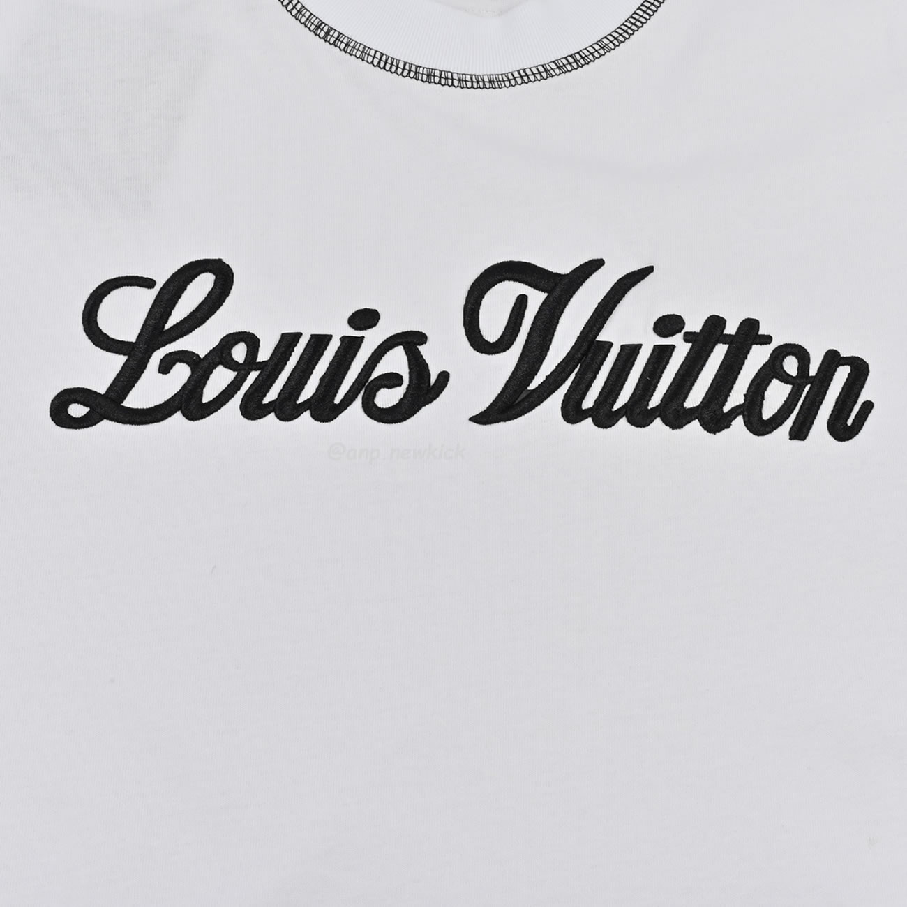 Louis Vuitton 24ss Stitching Cursive Embroidery Letters, Short Sleeves T Shirt (4) - newkick.org